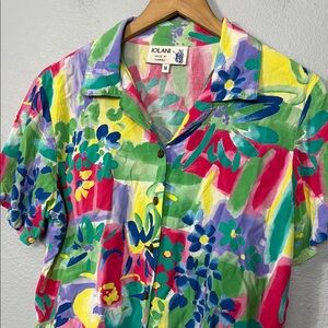Vintage Iolani Women's Aloha Button‎ Up Top